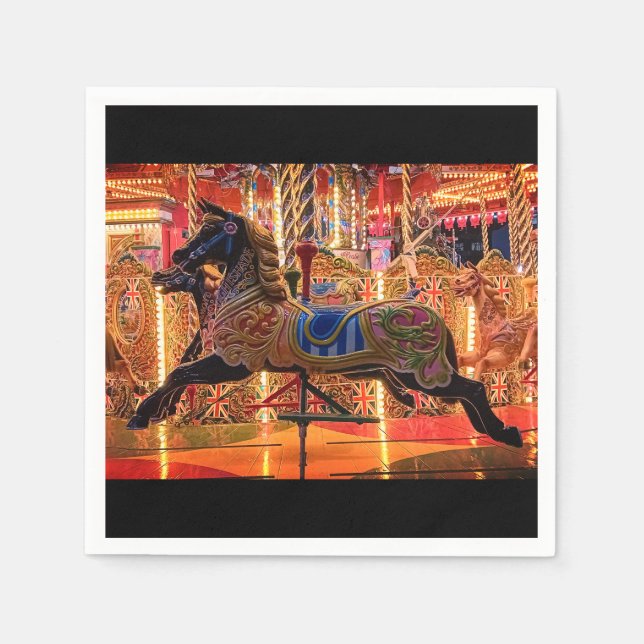 Serviette En Papier Cheval noir (Devant)