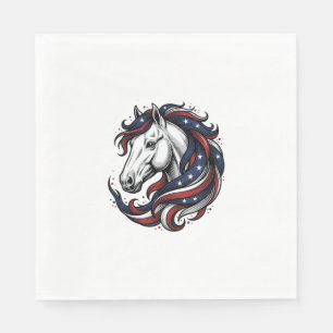 Serviette En Papier Cheval Patriotique Gravure Vintage Art Vectoriel