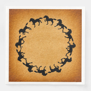Serviette En Papier Cheval Silhouettes Cercle Art Vintage