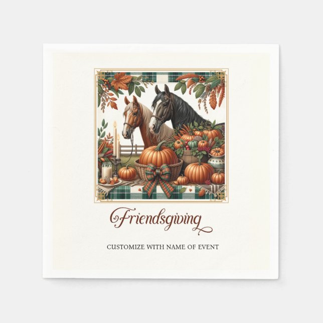 Serviette En Papier Cheval tendance Friendsgiving (Devant)
