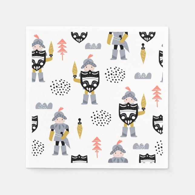 Serviette En Papier Chevaliers et Dragons | Fête d'anniversaire de Fai (Devant)