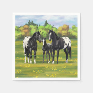Serviette En Papier Chevaux Appaloosa Noir Dans Les Pâturages D'Été