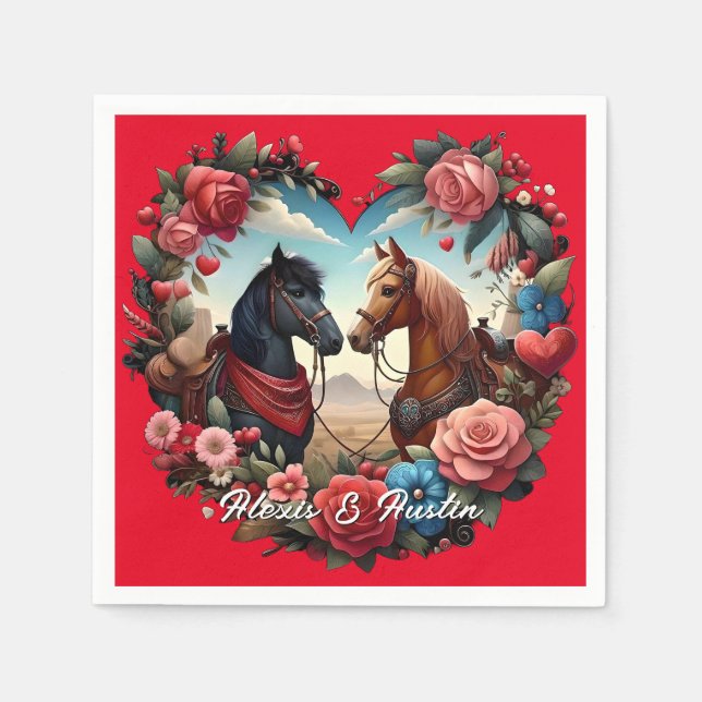 Serviette En Papier Chevaux au cœur (Devant)