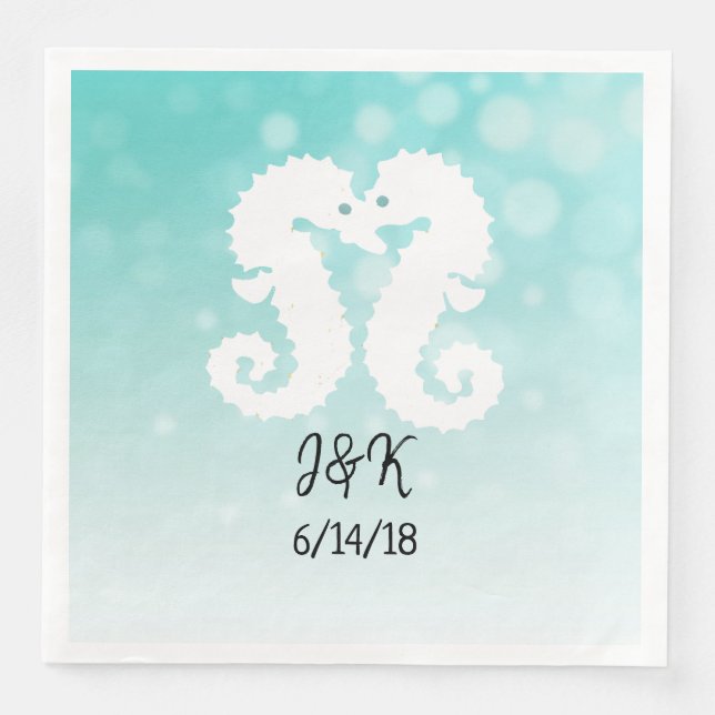 Serviette En Papier Chevaux de Bokeh turquoises Kisser Mariages servie (Devant)