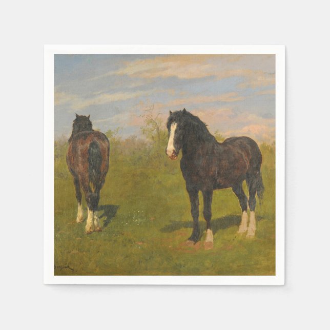 Serviette En Papier Chevaux de pâturage (par Rosa Bonheur) (Devant)
