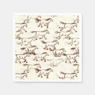 Serviette En Papier Chevaux sauvages Brown et serviettes d'ivoire