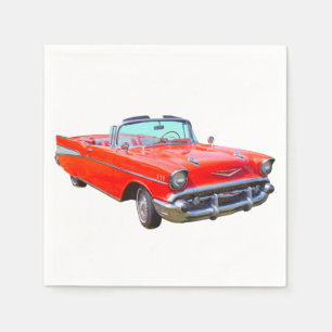 Serviette En Papier Chevrolet Bel Air Convertible Antique Car 1957