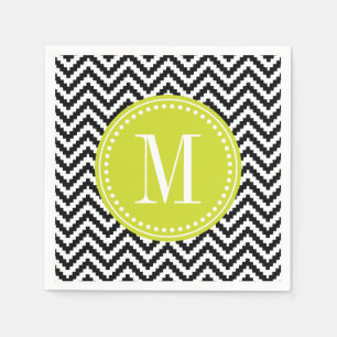 Serviette En Papier Chevron aztèque chic noir et blanc décoré d'un