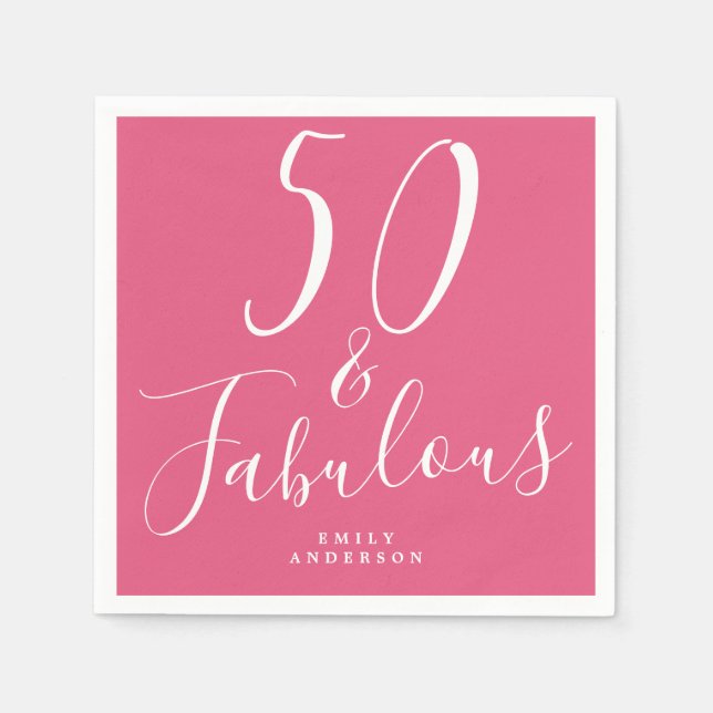 Serviette En Papier Chic 50 Fabuleux Hot Pink 50e anniversaire (Devant)