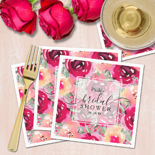 Serviette En Papier Chic Aquarelle rose Fête des mariées florale