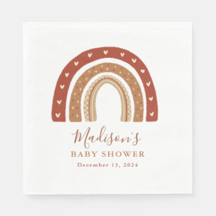 Serviette En Papier Chic Baby shower Arc-en-ciel en terre cuite Boho