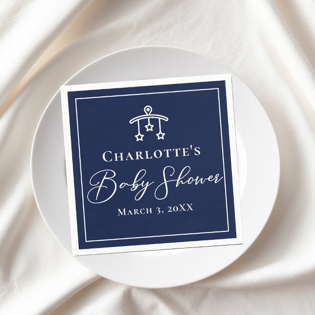 Serviette En Papier Chic Baby shower Bleu de minuit Fête Personnalisée (Créateur téléchargé)