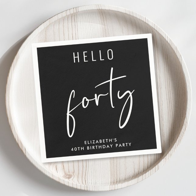 Serviette En Papier Chic Black 40th Birthday Party (Créateur téléchargé)