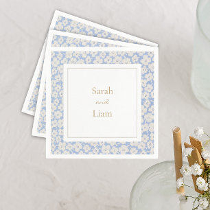 Serviette En Papier Chic bleu et blanc Petit Fleur Papier Napkin