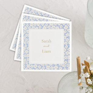 Serviette En Papier Chic bleu et blanc Petit Fleur Papier Napkin