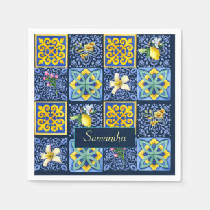 Serviette En Papier Chic Bleu turquoise Sicilien agrumes méditerranéen