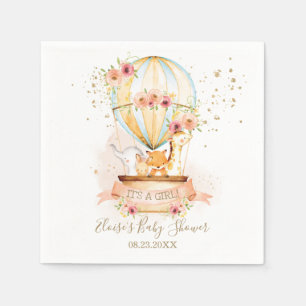 Serviette En Papier Chic Blush Floral Hot Air Balloon Bébé Animaux
