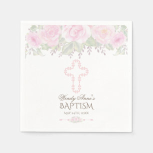 Serviette En Papier Chic Blush Rose Jardin Floral Fille Christening