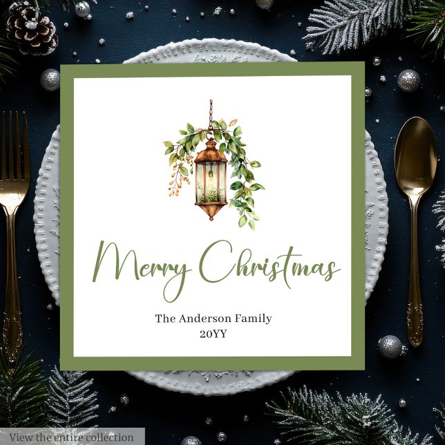 Serviette En Papier Chic Bohemian Christmas Lantern Rustic Dinner   (Chic Bohemian Christmas Lantern Rustic Dinner Napkins)