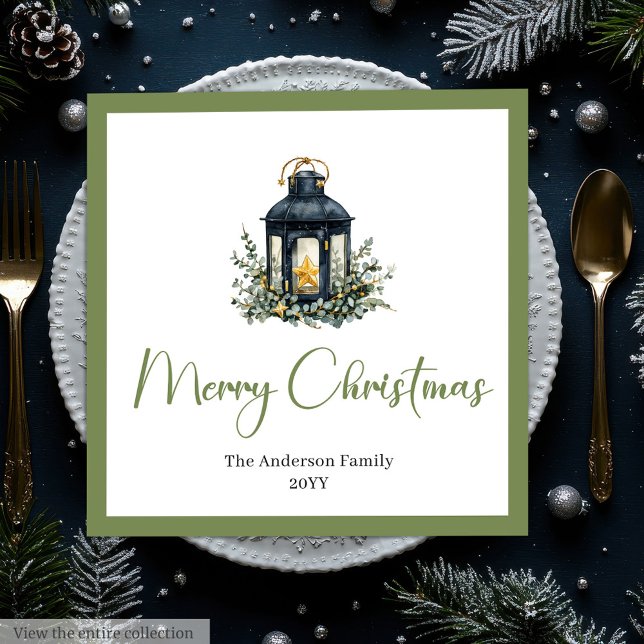 Serviette En Papier Chic Bohemian Christmas Lantern Rustic Party  (Chic Bohemian Christmas Lantern Rustic Party Napkins)