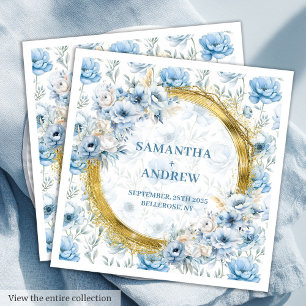 Serviette En Papier Chic Boho Pastel Blue Gold Parties scintillant Mar
