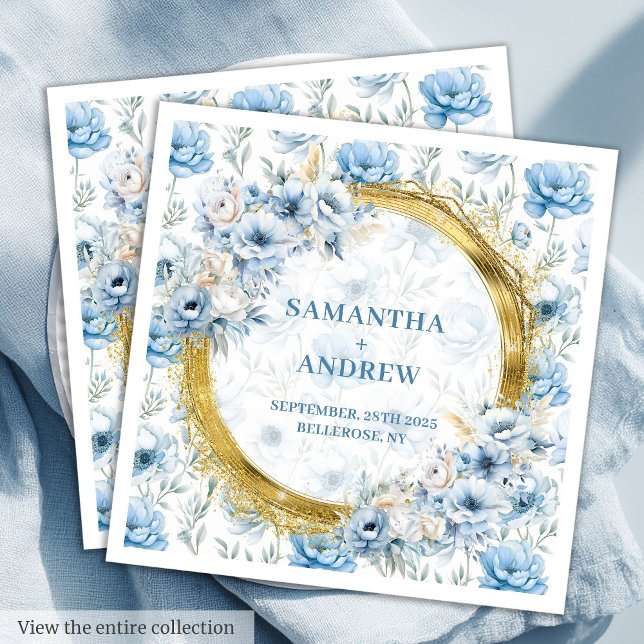 Serviette En Papier Chic Boho Pastel Blue Gold Parties scintillant Mar (Chic Boho Pastel Blue Gold Glitter Wedding Napkins

)