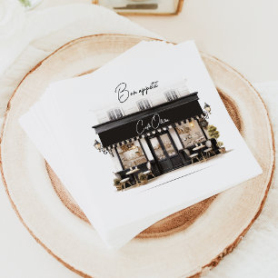 Serviette En Papier Chic Bon Appétit Noir & Blanc Café Paris Anniversa