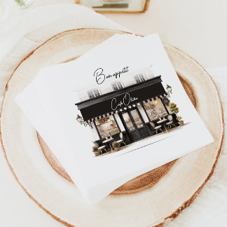 Serviette En Papier Chic Bon Appétit Noir & Blanc Café Paris Anniversa