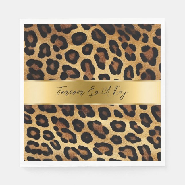 Serviette En Papier Chic Brown Leopard Mariage (Devant)