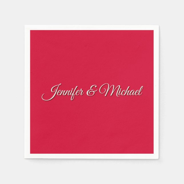 Serviette En Papier Chic Calligraphie Élégant Cerisier Rouge Personnal (Devant)