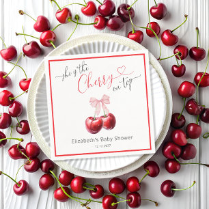 Serviette En Papier Chic cerise sur le Baby shower Coquette