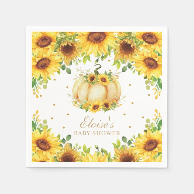Serviette En Papier Chic Citrouille Sunflower fête d'anniversaire Baby (Devant)