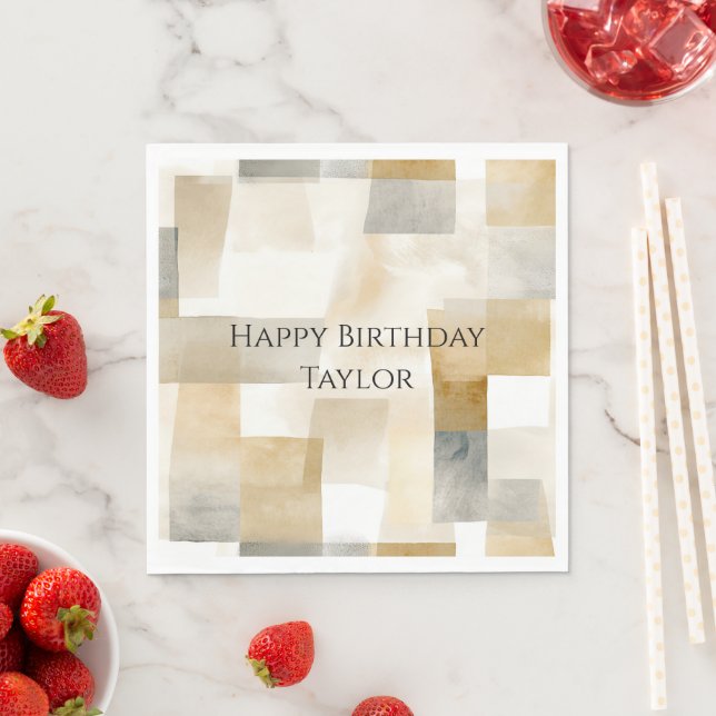 Serviette En Papier Chic Cream Brown Abstrait (En situation)