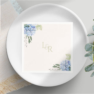 Serviette En Papier Chic Creamy Blush & Blue Hydrangea Mariage