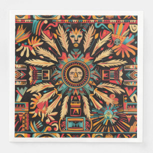 Serviette En Papier Chic Cyan "Aztec Dream" Élégant Dîner Papier Napki