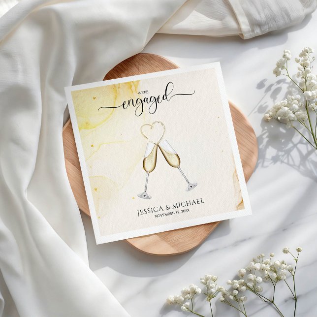 Serviette En Papier Chic Elegant Champagne Gold Heart Party (Créateur téléchargé)