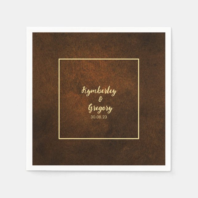 Serviette En Papier Chic Elegant Dark Brown texturé (Devant)