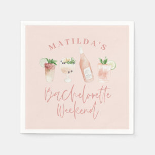 Serviette En Papier Chic élégant moderne boissons aquarelle bacheloret