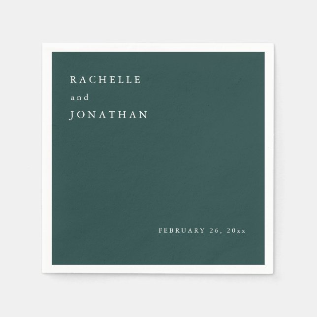Serviette En Papier Chic Emerald Green Blanc Mariage simple serviettes (Devant)