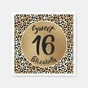 Serviette En Papier Chic Empreinte de léopard Sweet 16 Anniversaire