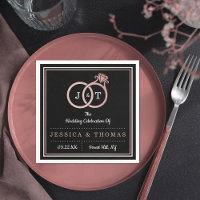 Chic Faux Rose Gold Foil Monogramme Mariage Cercle