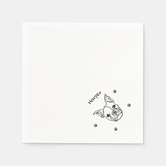 Serviette En Papier Chic French Bulldog Line Art : Modifier votre text (Devant)