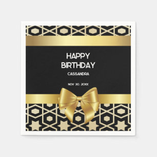 Serviette En Papier Chic Gold Egypt Geometry Gold Bow Joyeux anniversa