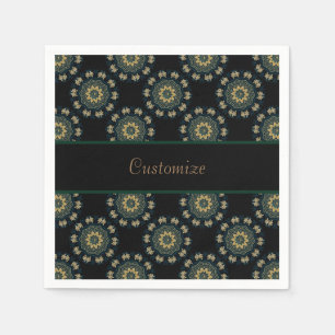 Serviette En Papier Chic Gold & Green Asian Style Motif