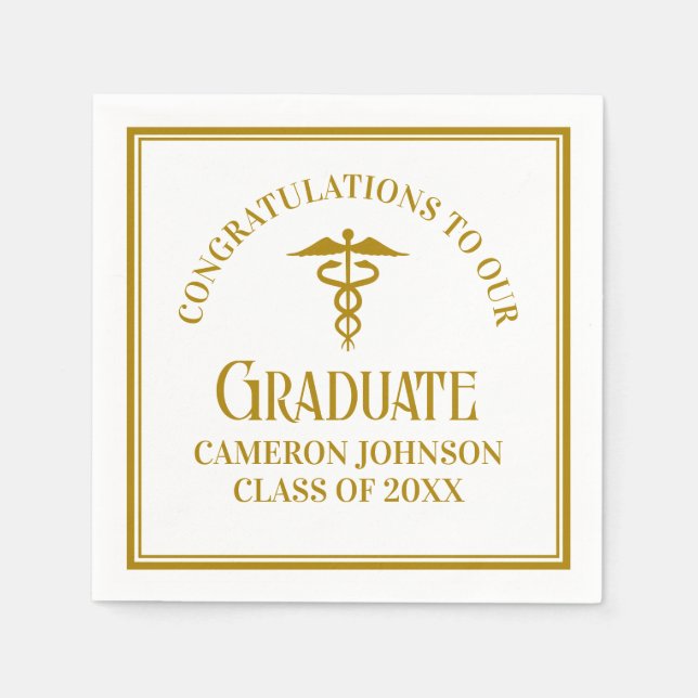 Serviette En Papier Chic Gold Médicale School Graduation Party (Devant)