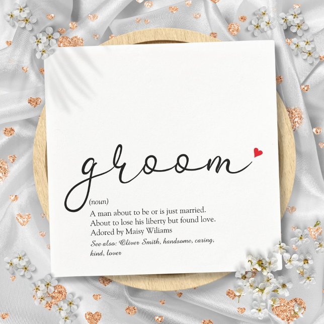 Serviette En Papier Chic Groom Définition Stade Bachelor Script Amusan (Chic Groom Definition Stag Bachelor Script Fun Napkins)