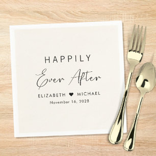 Serviette En Papier Chic Happily Ever After Crème Mariage