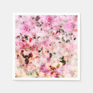 Serviette En Papier Chic Joli Push Pink Rose Floral