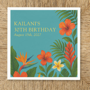 Serviette En Papier Chic Lush Tropical Floral Luau fête d'anniversaire