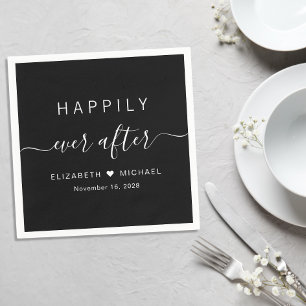 Serviette En Papier Chic Mariage Noir Happily Ever After